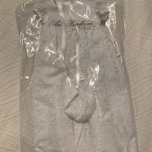 Scalloped Lace Christening Gown & Bonnet